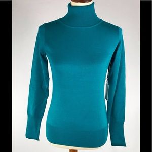 JJ Perfection Medium Stretch Knit Turtle Neck Teal
